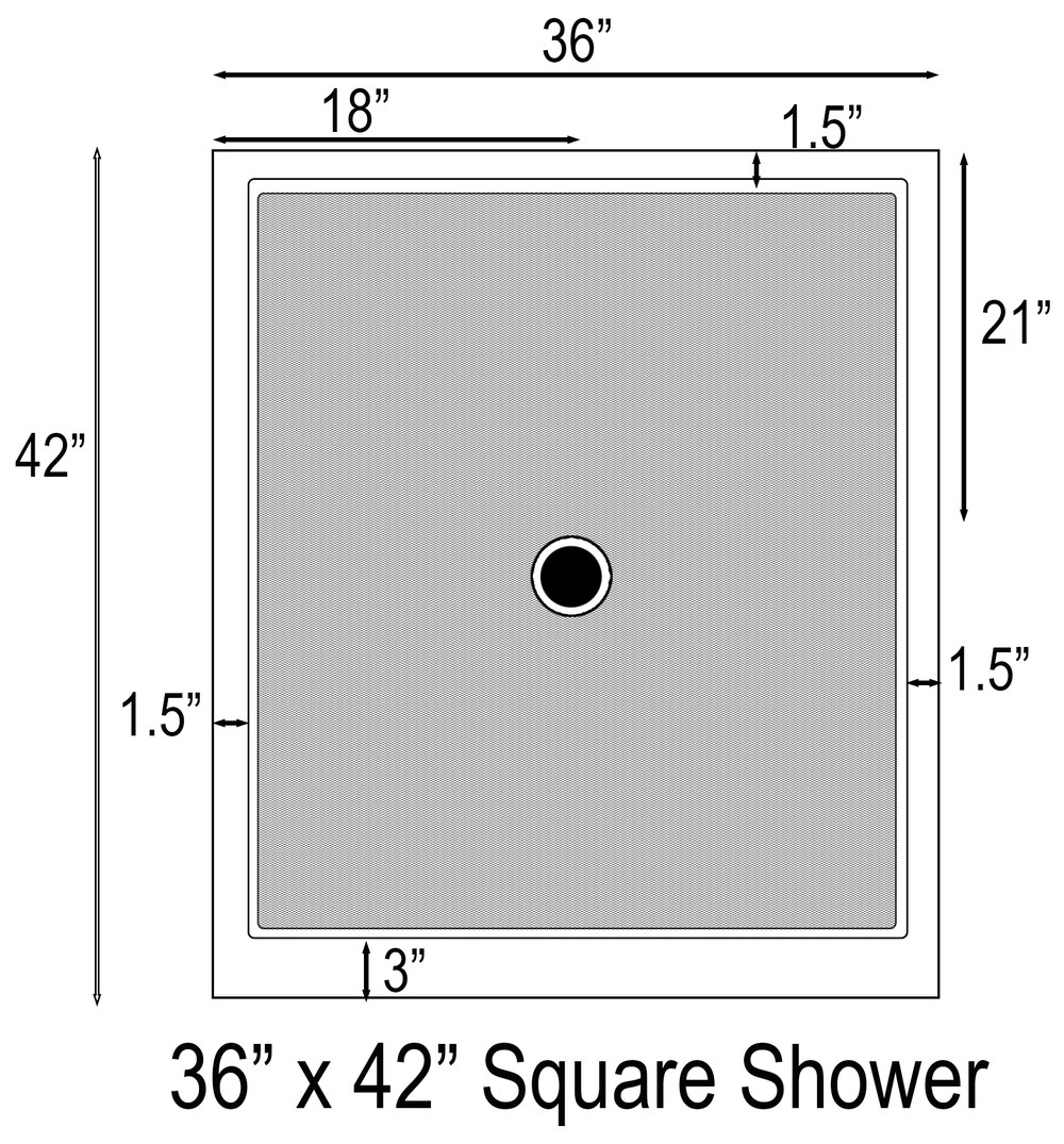 36x42 square shower drawing