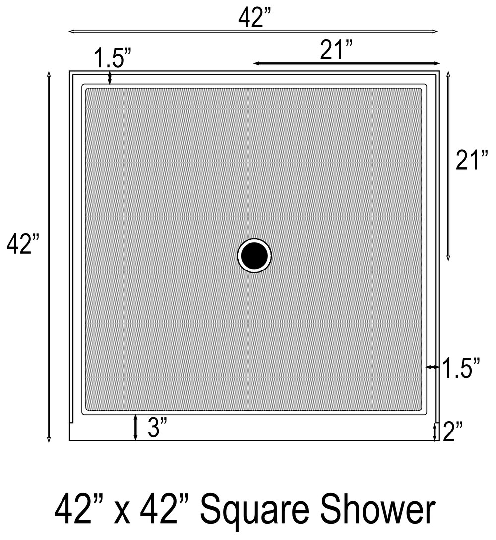 42x42 square shower drawing