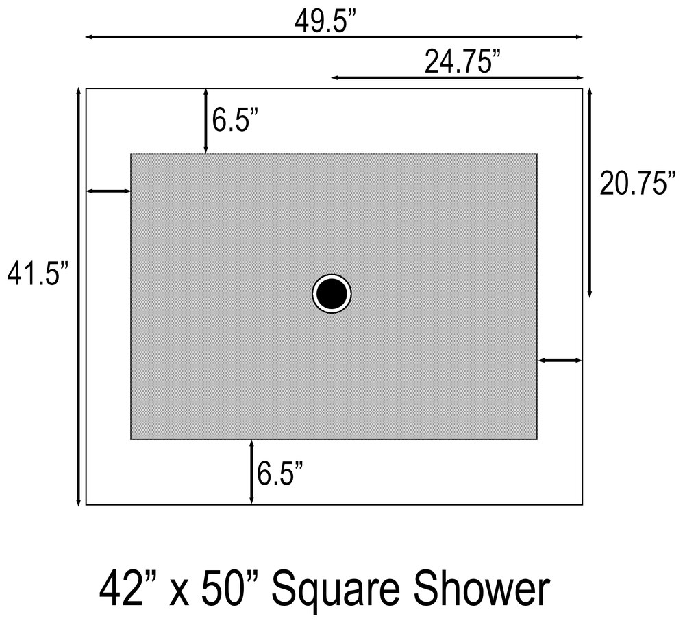 42x50 square shower drawing