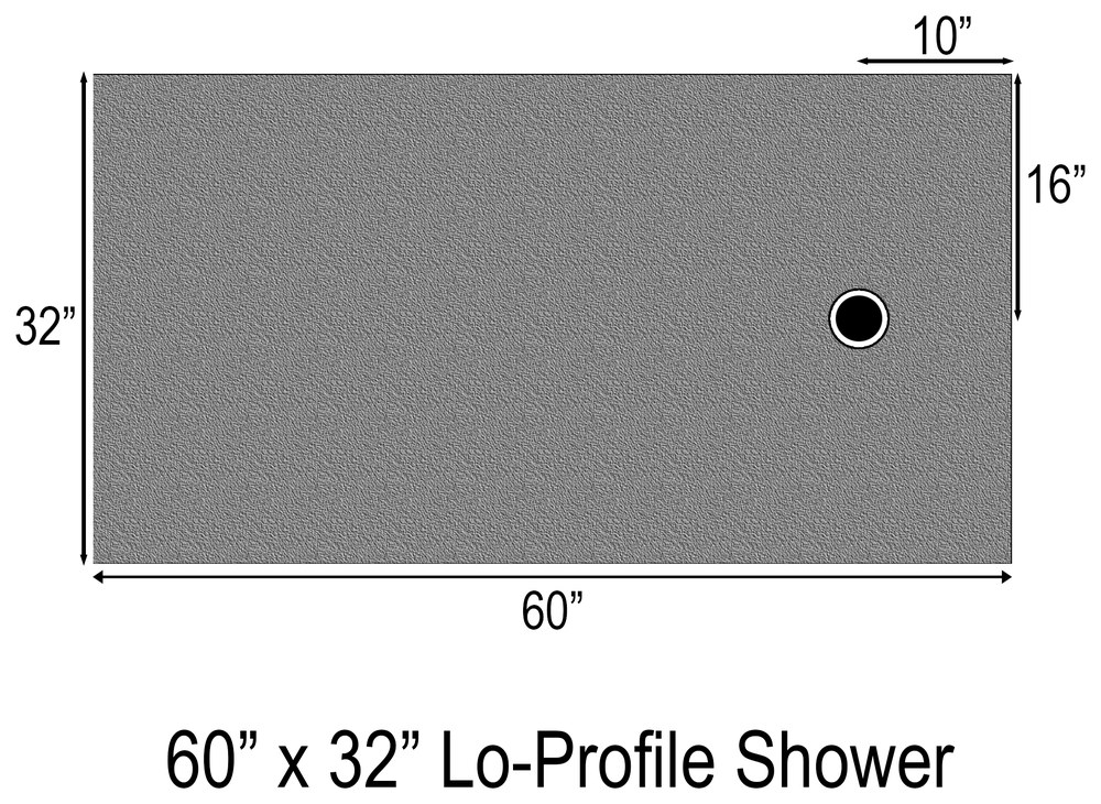 60x32 lo-profile round drain shower drawing
