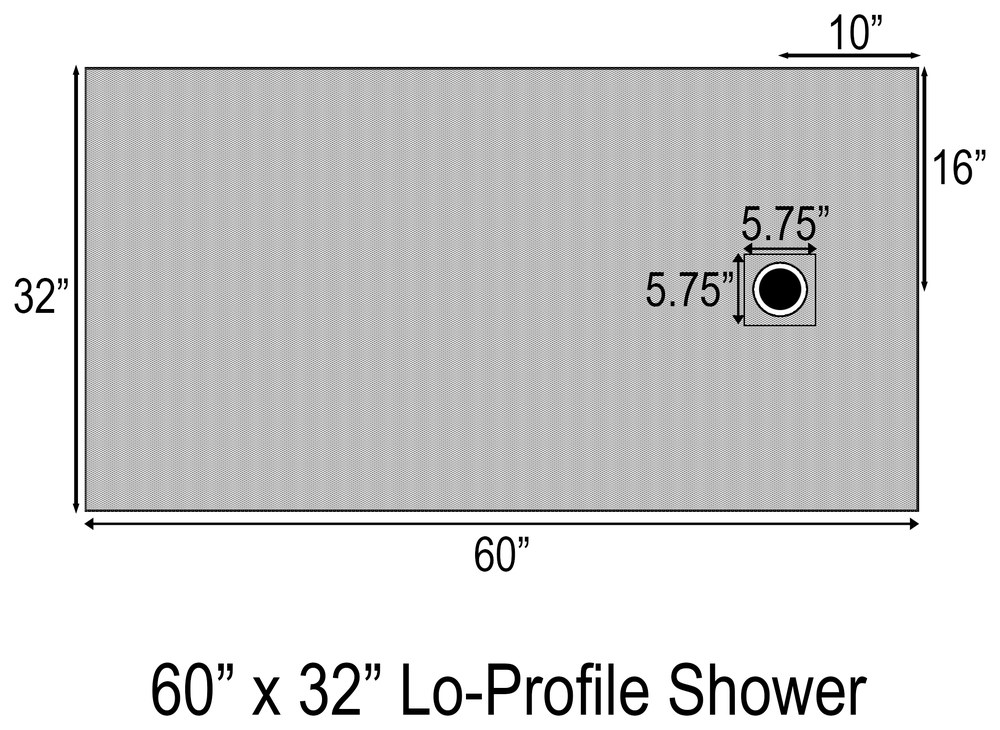 60x32 lo-profile square drain shower drawing