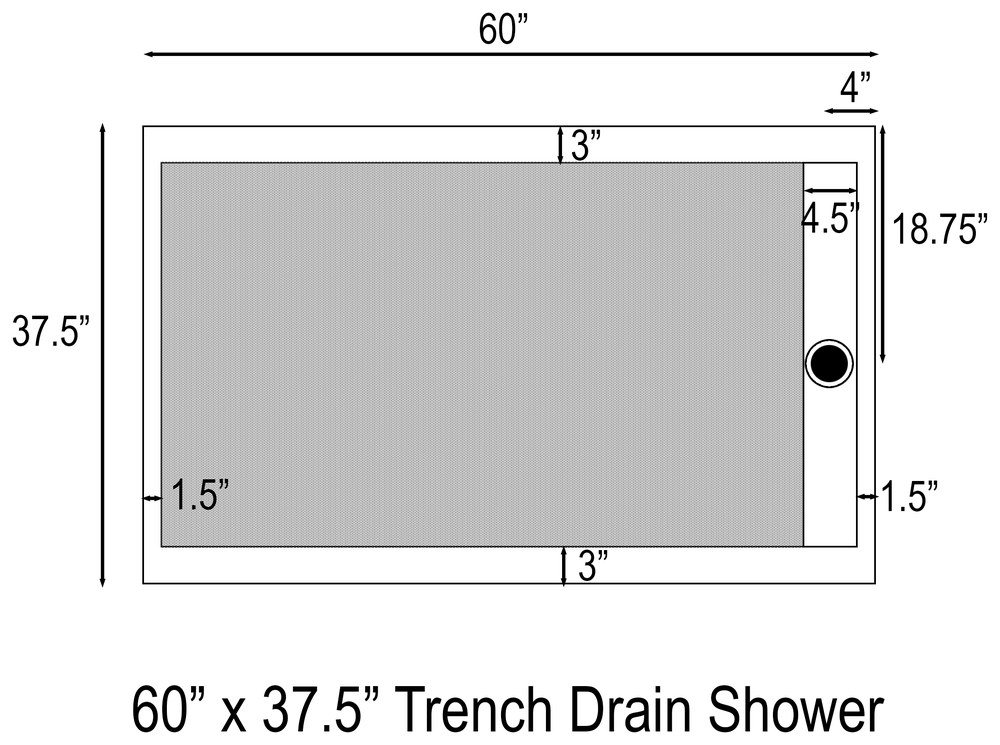 60x37 trench drain shower drawing