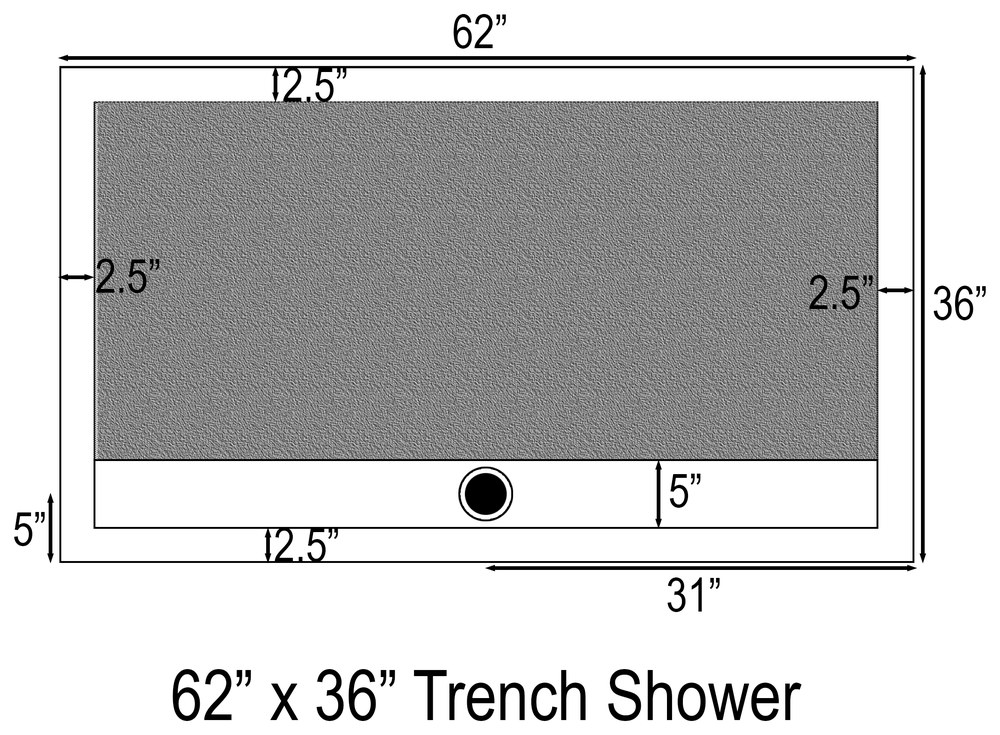 62x36 trench drain shower drawing