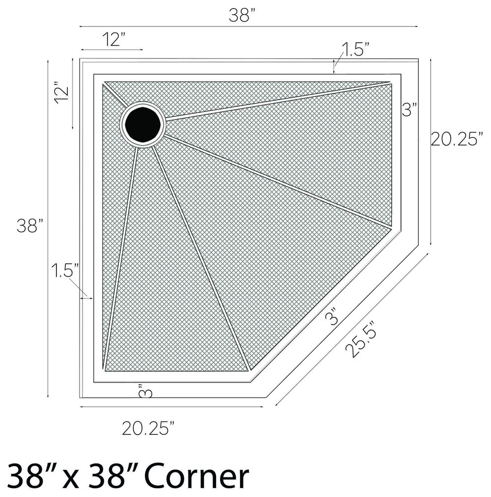 38x38 corner shower drawing