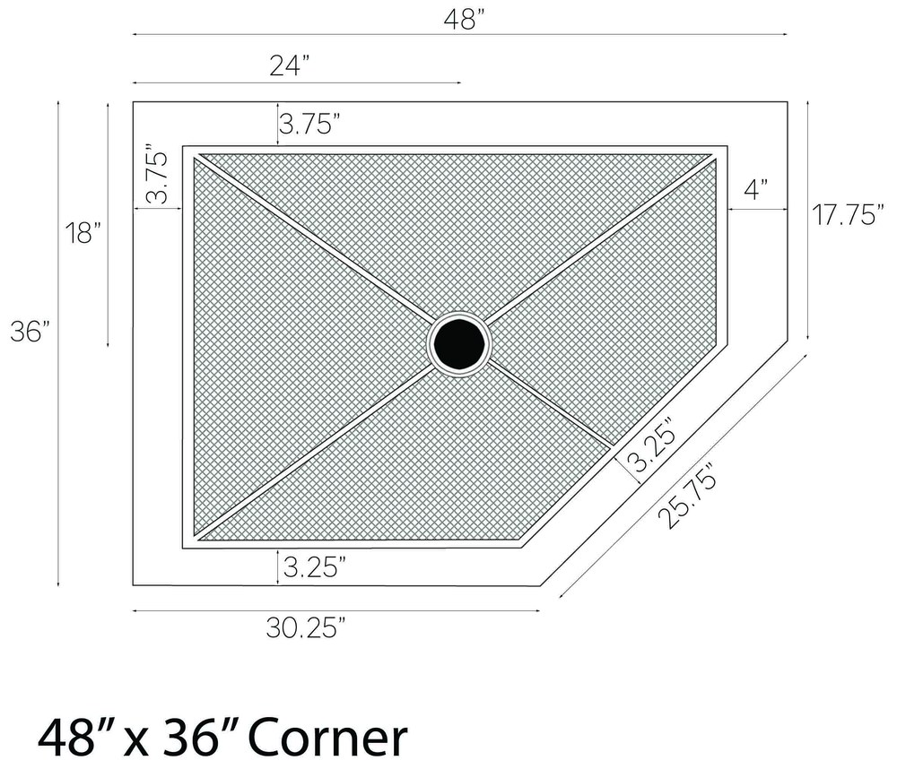 48x36 corner shower drawing