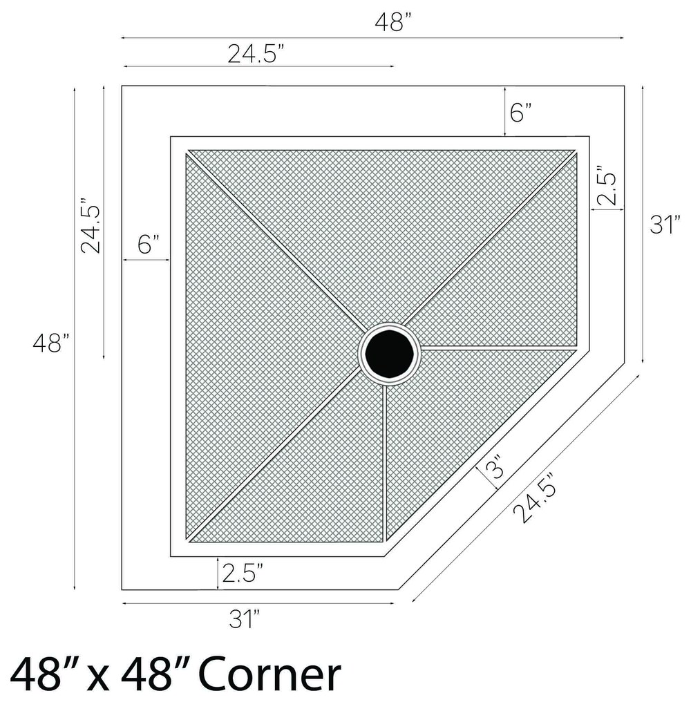 48x48 corner shower drawing