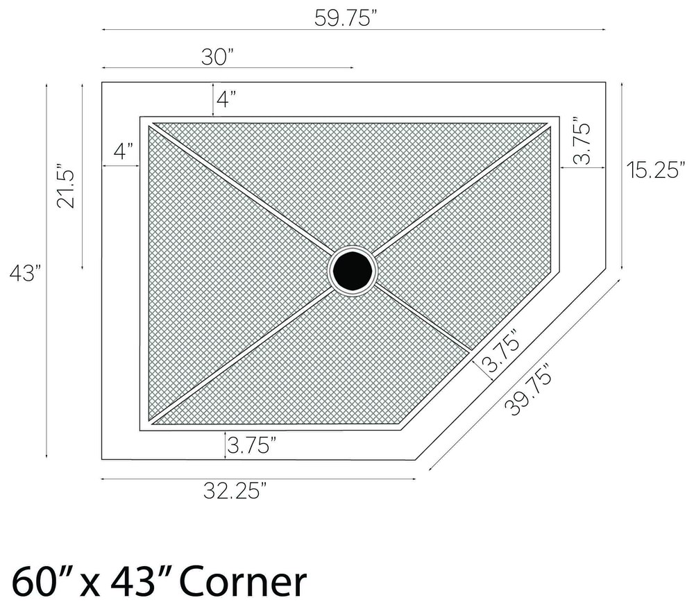 59x43 corner shower drawing