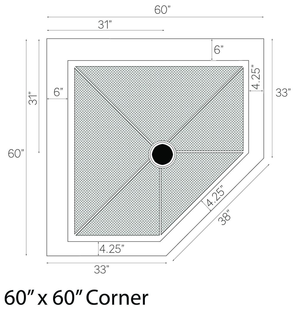 60x60 corner shower drawing