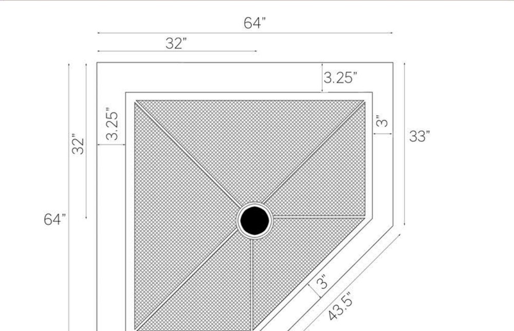 64x64 corner shower drawing