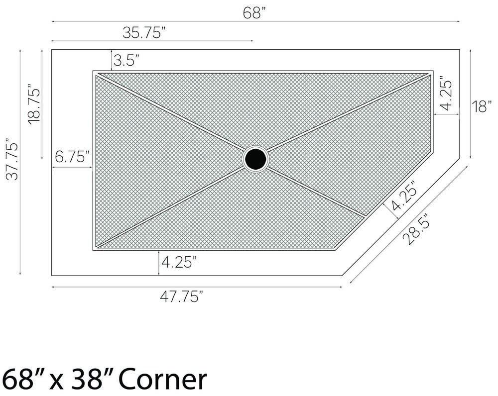 68x38 corner shower drawing