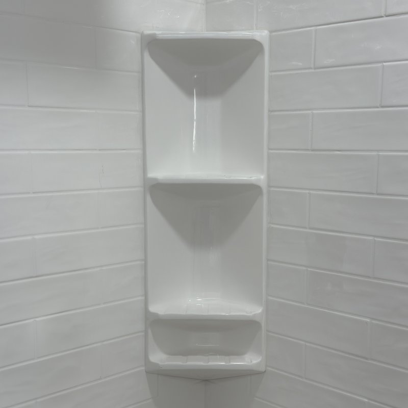 Cultured marble corner shelves and niche
