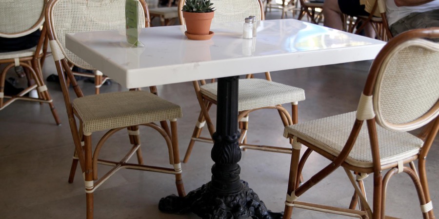 Cafe with marble tables