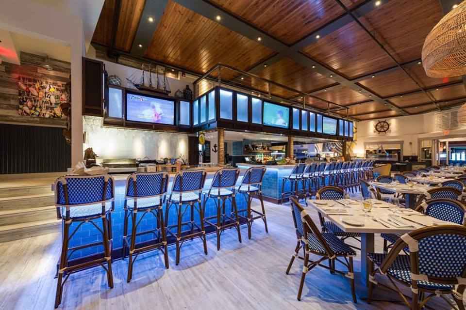 Restaurant interior with custom cultured marble tables