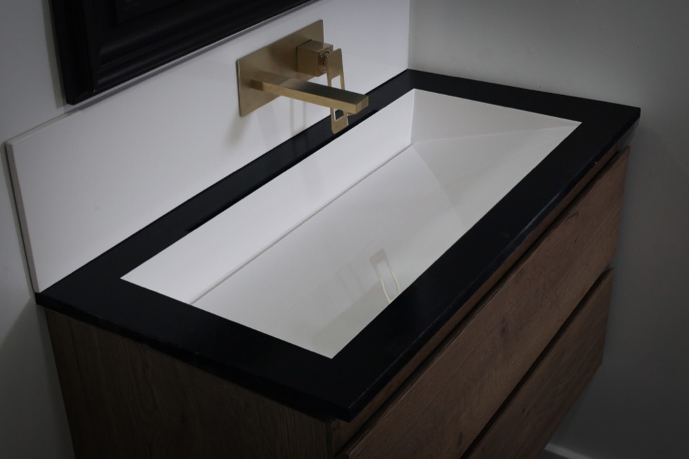 Cultured marble vanity top with undermount bowl